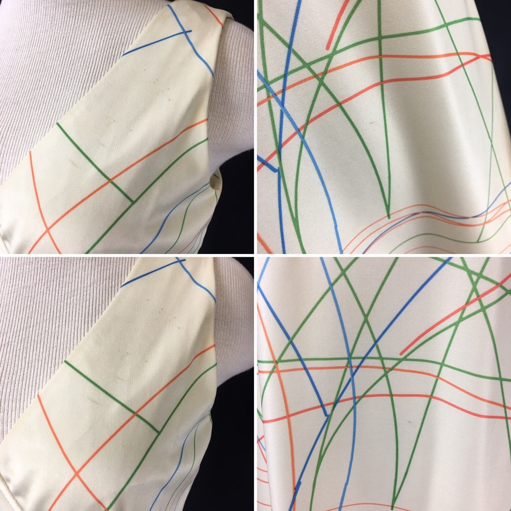 Vintage 70s Two Piece Cream & Neon Scribbles Dress - Picture 6 of 6